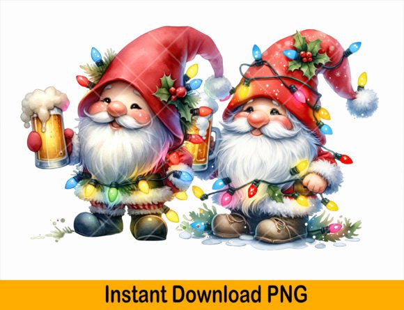 4 Santa Claus Christmas Beer Png File for T-Shirt Designs