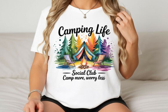 Camping Life Social Club Watercolor Embroidery