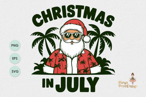 Christmas in July - Santa Summer T-Shirt Graphics
