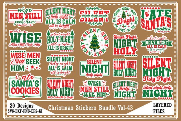 Christmas Stickers Bundle Vol-43: A Festive Graphic Asset for T-Shirt Designs