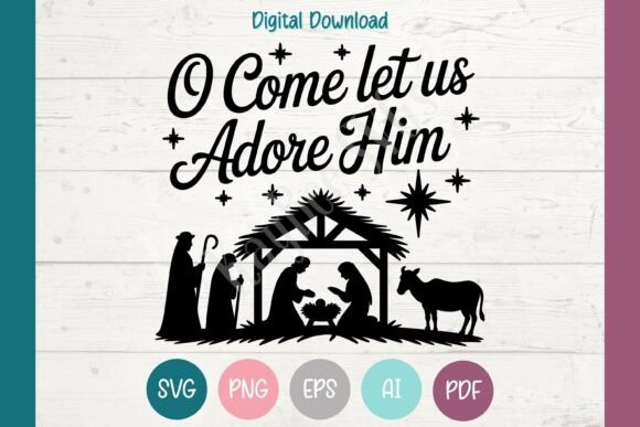 Christmas SVG Nativity Scene PNG for T-Shirt Designs