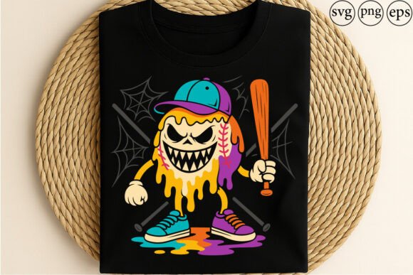 Creepy Baseball Horror Character for T-Shirt Designs