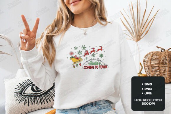 Festive Santa Sleigh Reindeer Holiday T-Shirt Designs