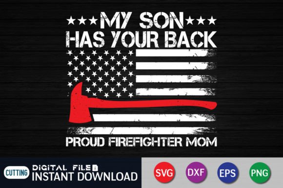 Proud Firefighter Mom American Flag SVG for T-Shirt Designs