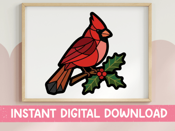 Red Cardinal Holly Branch for Festive T-Shirt Designs