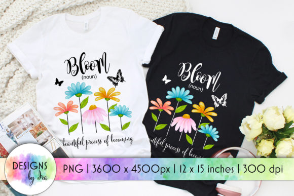 Review: Bloom Watercolor Wild Flowers Print for T-Shirt Designs and Graphics