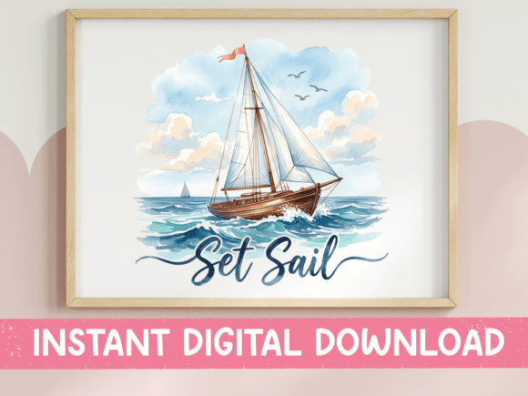 Set Sail Watercolor Sailboat Design