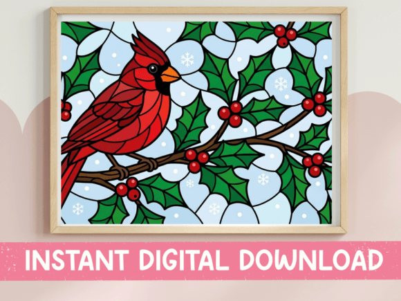 Stained Glass Cardinal: A Modern Twist for T-Shirt Designs