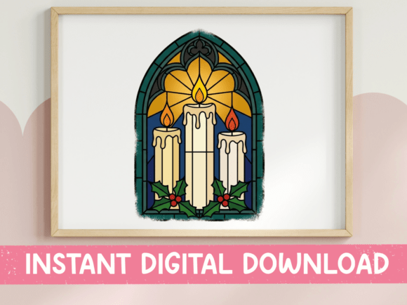 Stained Glass Christmas Candles Holly: A T-Shirt and Graphics Gem
