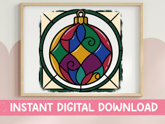 Stained Glass Christmas Ornament Graphics for T-Shirt Designs