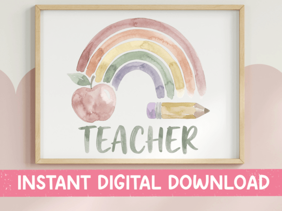 Teacher Watercolor Rainbow Boho Design: A Graphic for T-Shirts