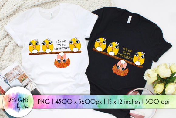 Watercolor Birds Be Different Print: A Graphic for T-Shirt Designs