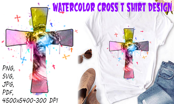 Watercolor Cross T Shirt Design: A Versatile Graphics Asset