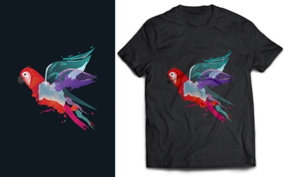 Watercolor Parrot Bird T-Shirt Design for Graphics